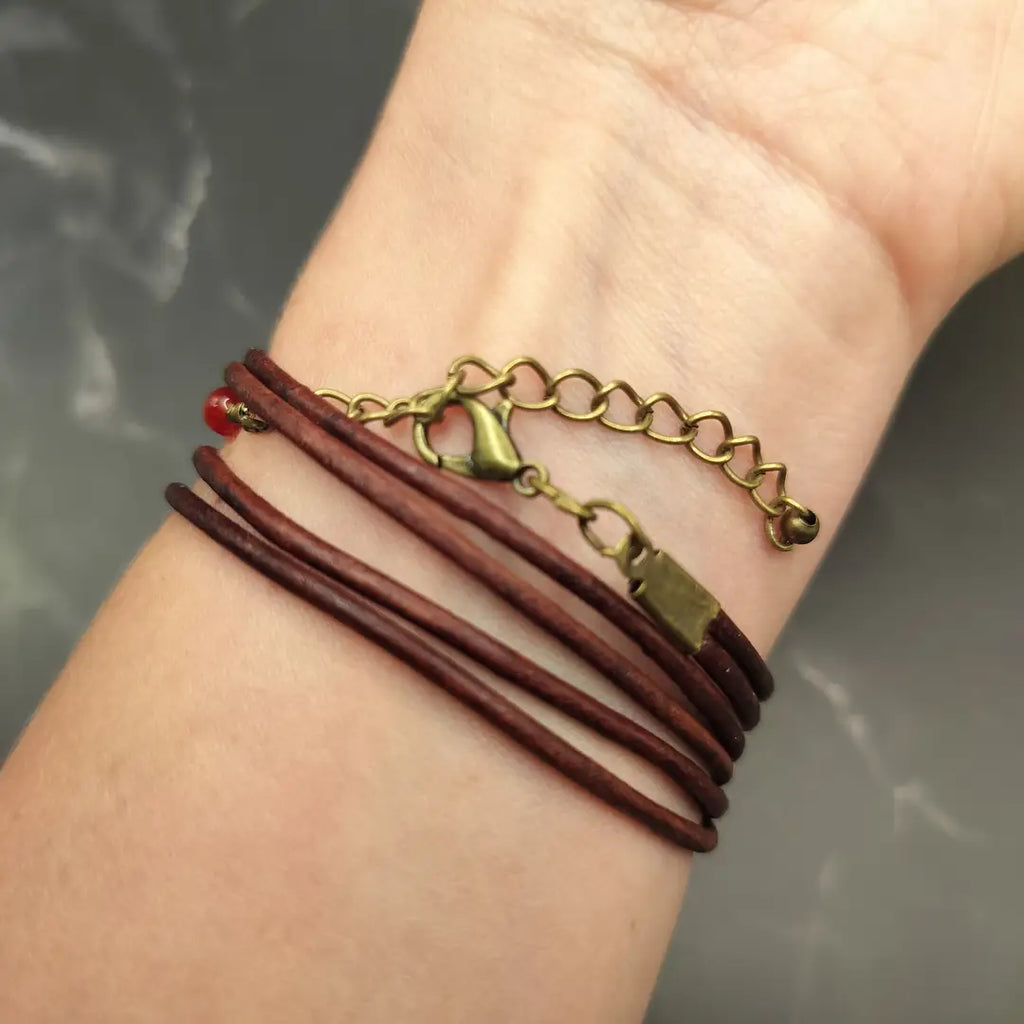 LOVED - Morse Code Leather Wrap Bracelet