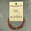 BLESSED - Morse Code Leather Wrap Bracelet