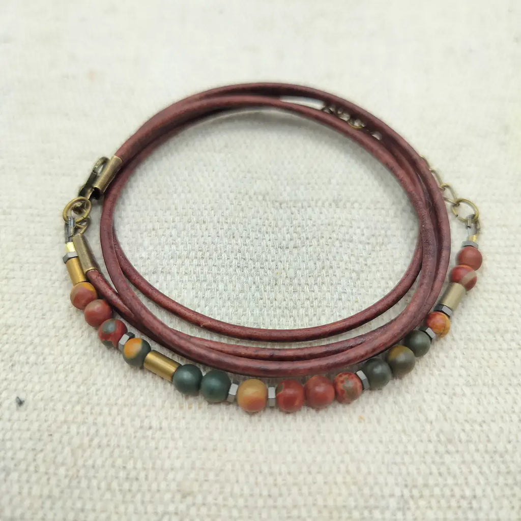 BLESSED - Morse Code Leather Wrap Bracelet