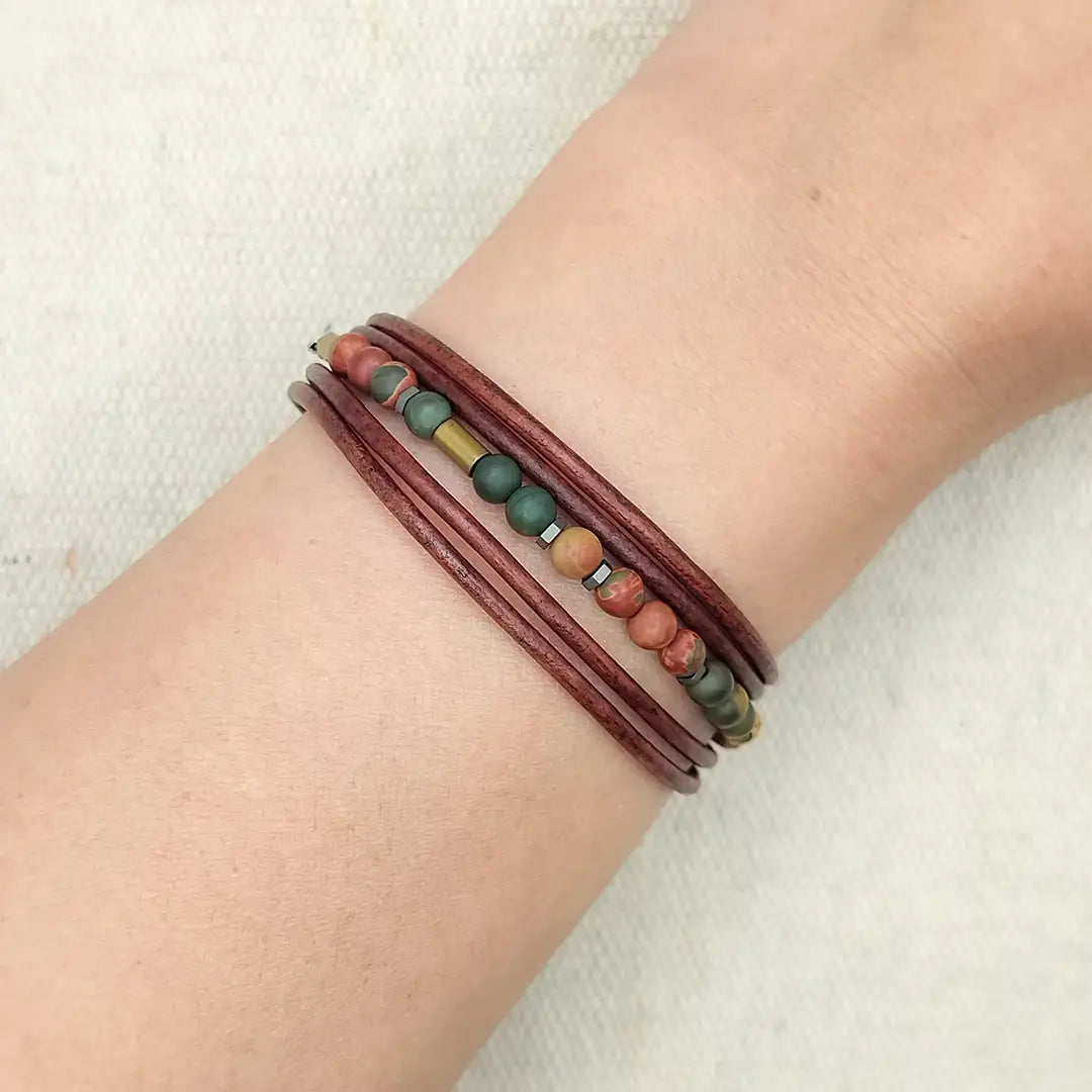 BLESSED - Morse Code Leather Wrap Bracelet
