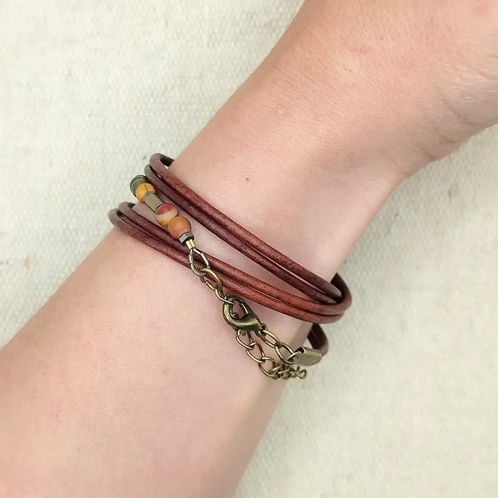 BLESSED - Morse Code Leather Wrap Bracelet