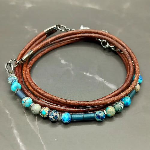 INSPIRE - Morse Code Leather Wrap Bracelet