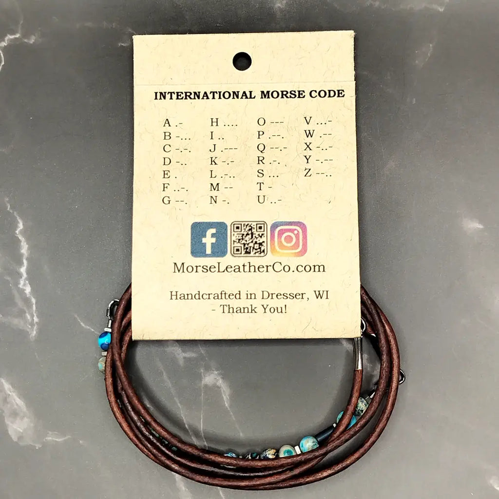 INSPIRE - Morse Code Leather Wrap Bracelet