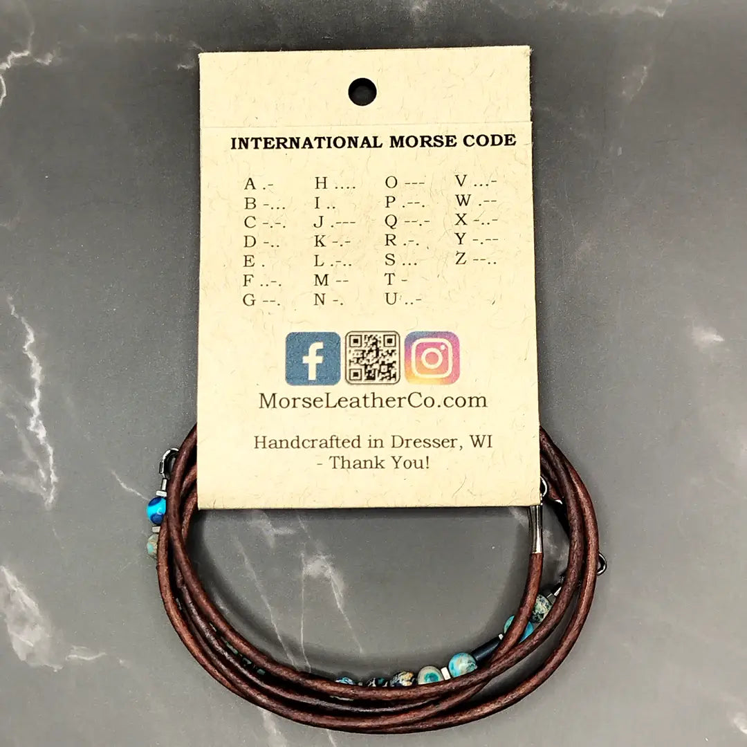 INSPIRE - Morse Code Leather Wrap Bracelet