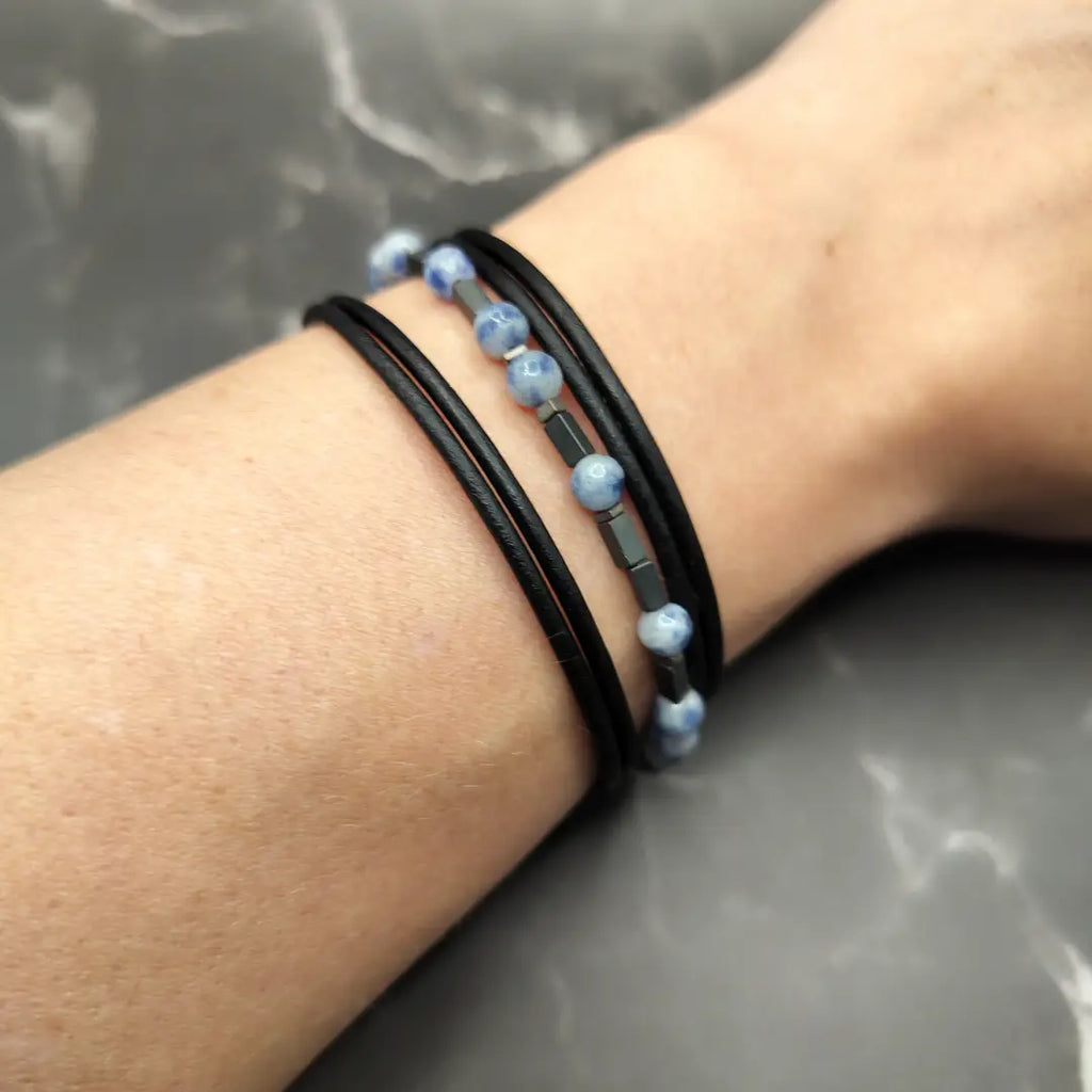 STRENGTH- Morse Code Leather Wrap Bracelet