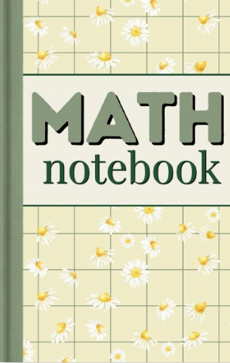Math Notebook Daisy Collection front cover – soft daisy-print matte cover, 5.5x8.5 homeschool grid notebook by Silver Maple Press