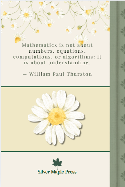 Math Notebook Daisy Collection back cover – daisy illustration, Silver Maple Press